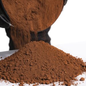 Pouring cocoa powder onto a white surface