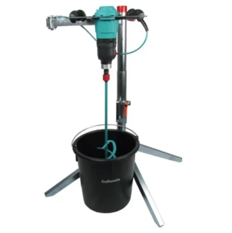 Collomix automatic mortar mixer on tripod stand.