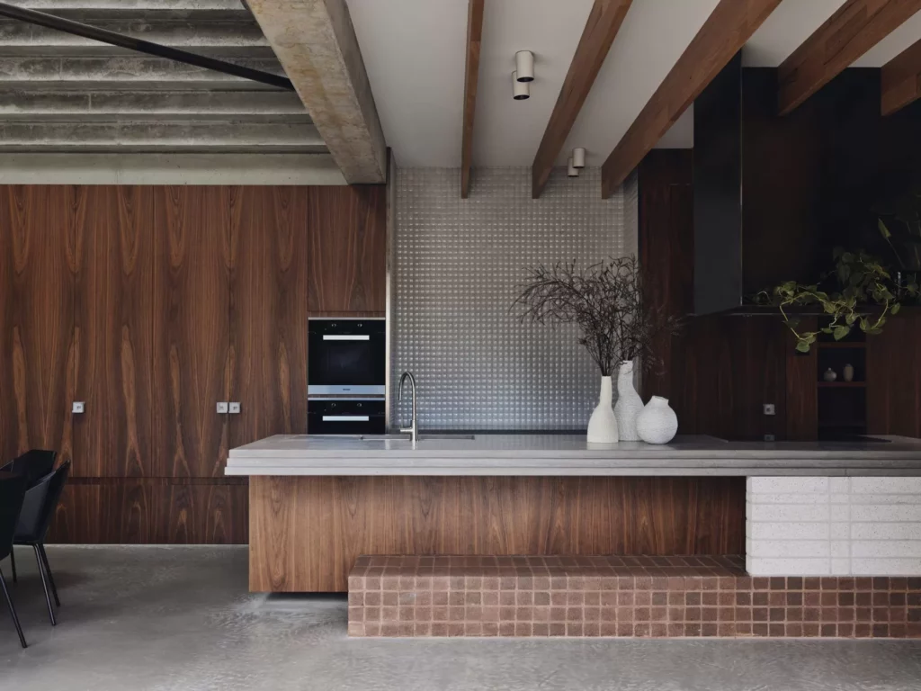 Modern kitchen with wooden finishes and island