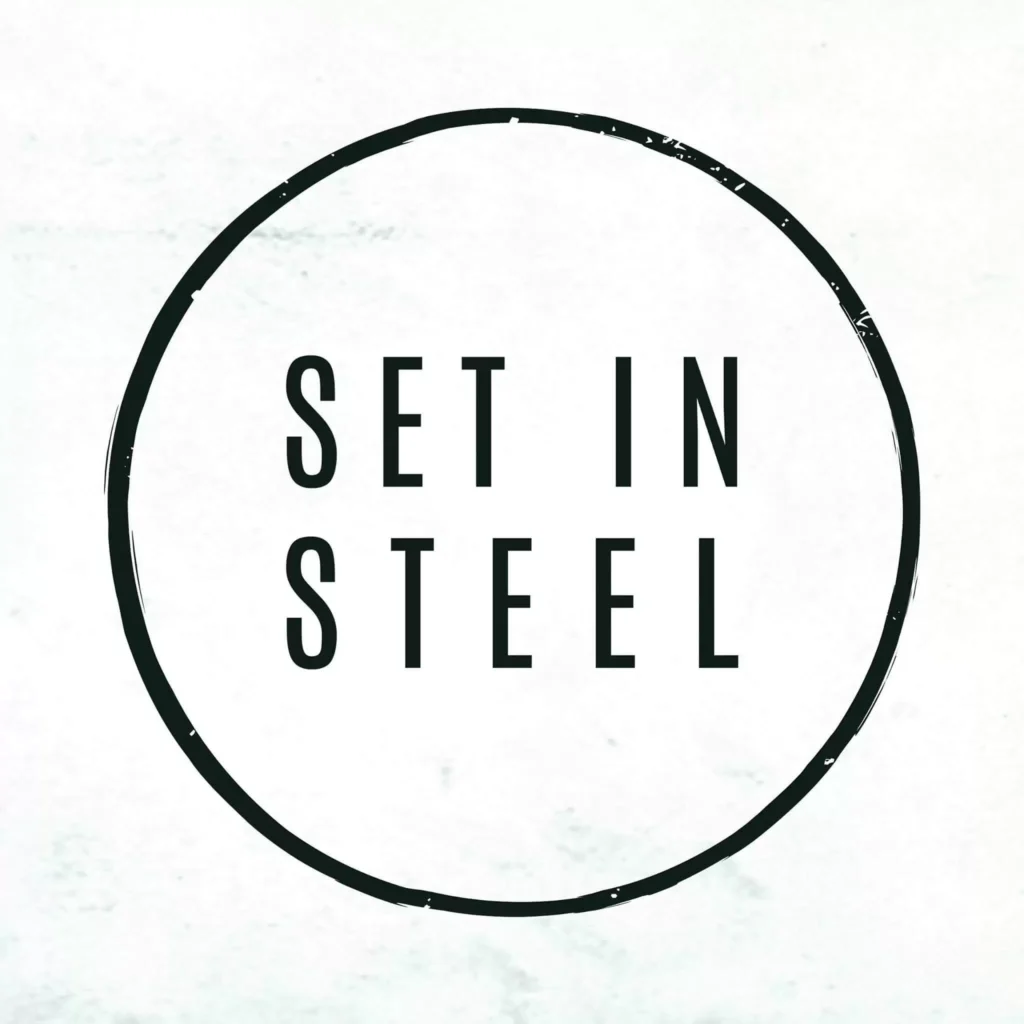 Set in Steel logo in black circle