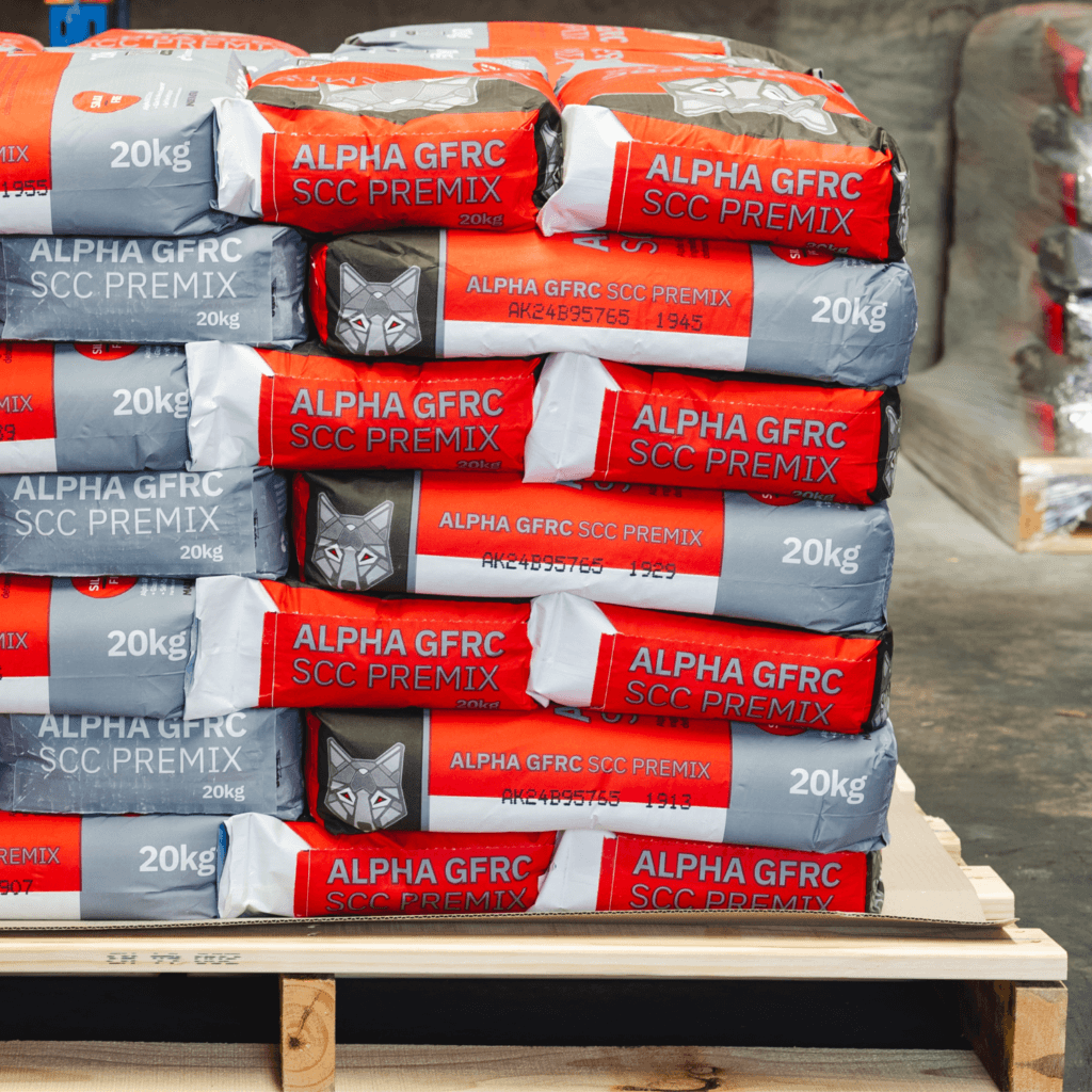Stacked Alpha GFRC SCC Premix cement bags